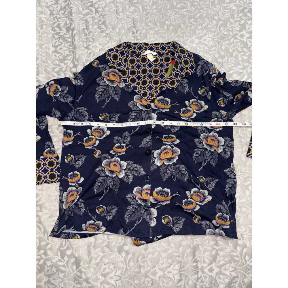 Vera Bradley Navy Floral Garden Cotton Pajama 2 Piece Set Women's Medium (B29) - Picture 6 of 13